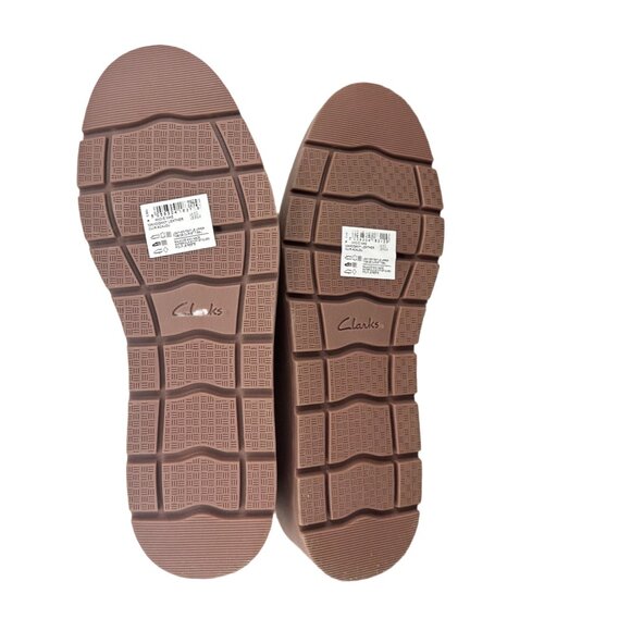 Clarks Mahogany Leather Faux Fur Trim Wedge Boots 8.5 - Picture 6 of 8